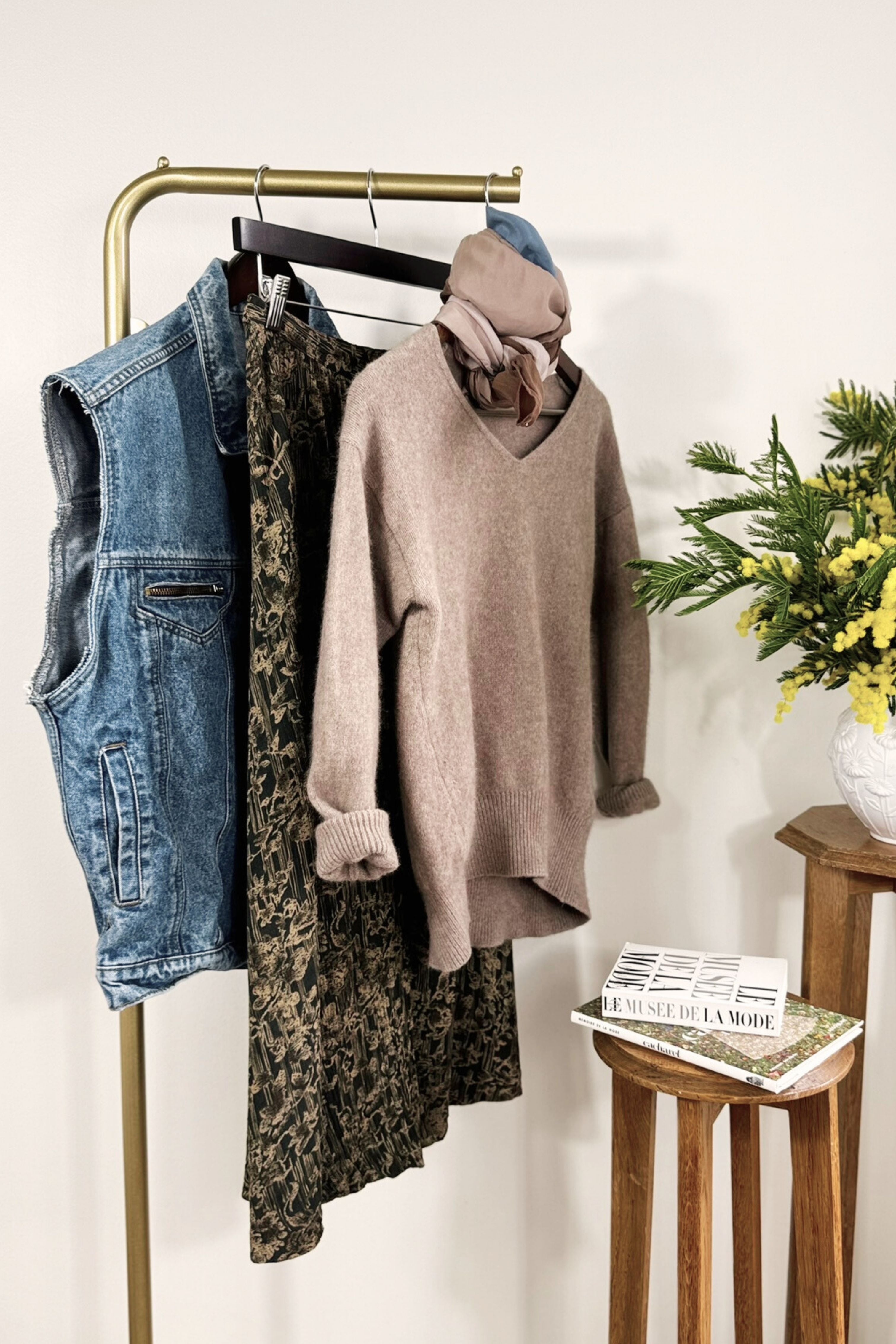 Pull en laine merinos taupe