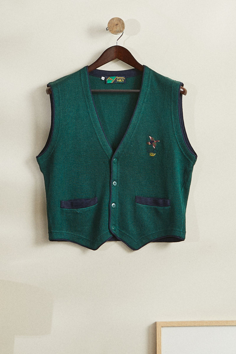 Gilet sans manche en laine vert