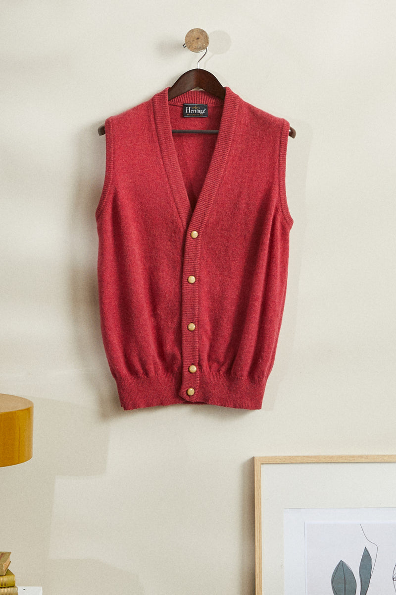 Gilet sans manche en laine rouge