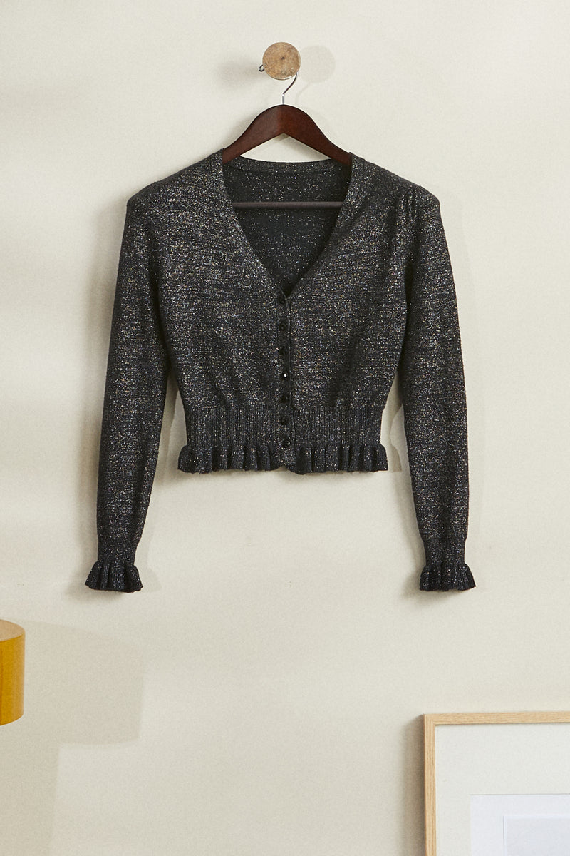 Gilet cachemire lurex noir
