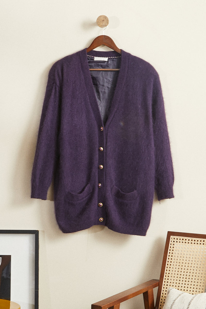 Gilet veste en angora violet