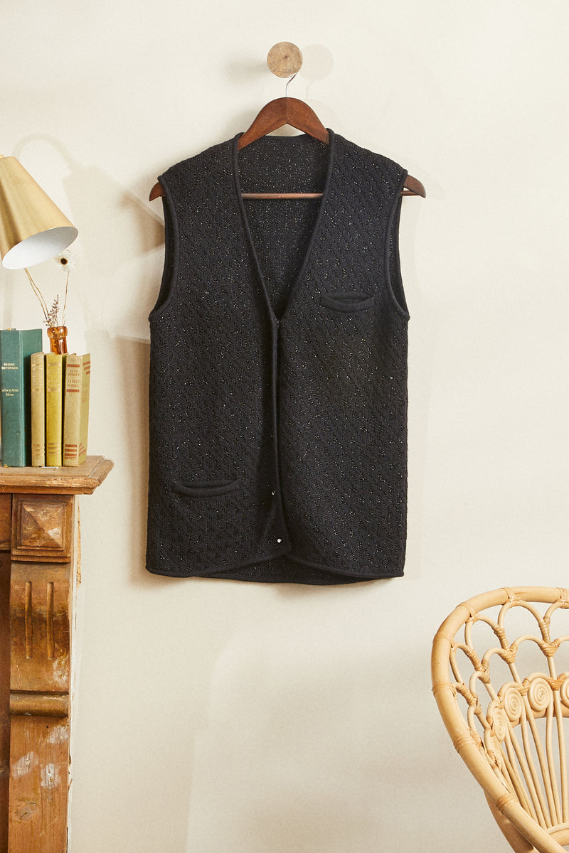 Gilet sans manche lurex noir