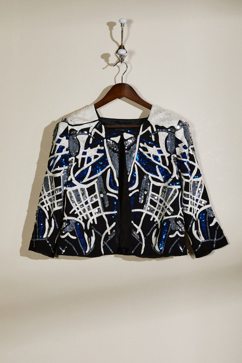 Veste brodée sequins noire