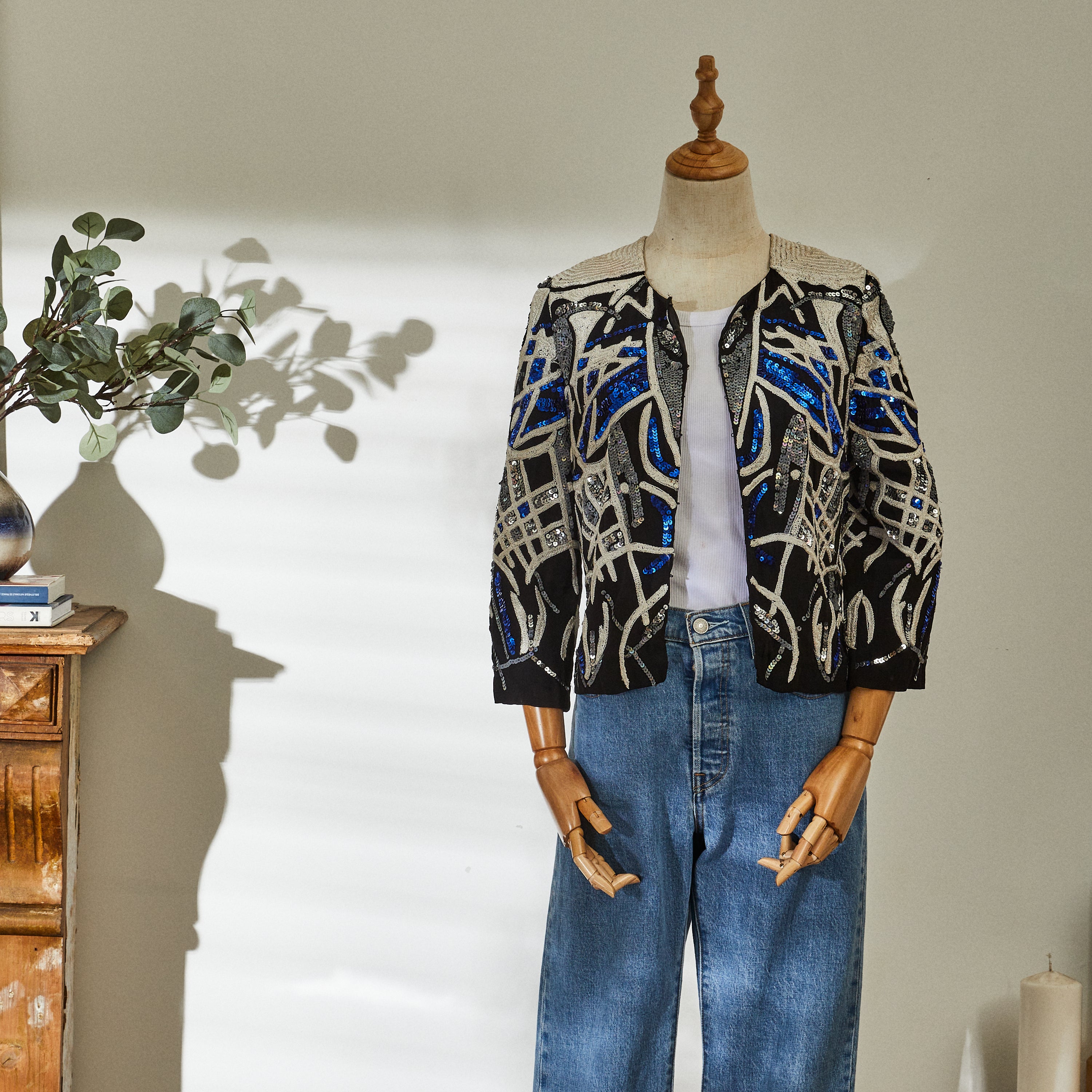 Veste brodée sequins noire