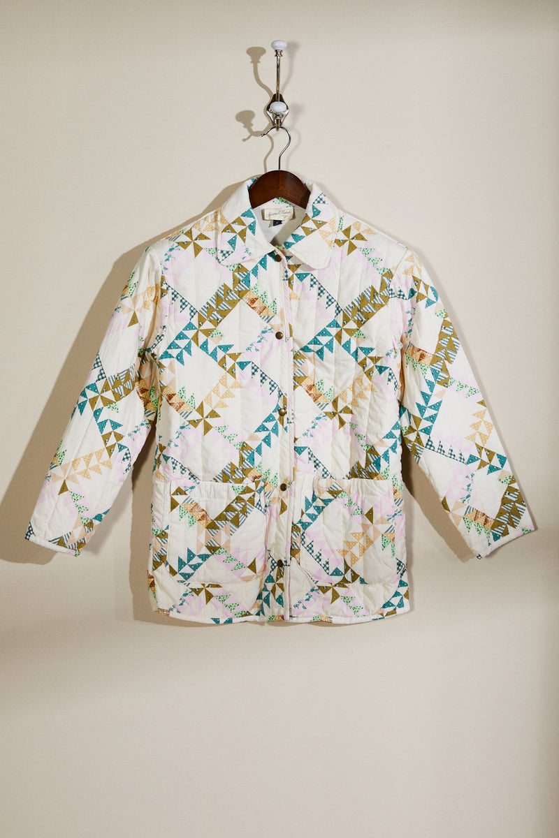 Veste matelassée à motifs écrue