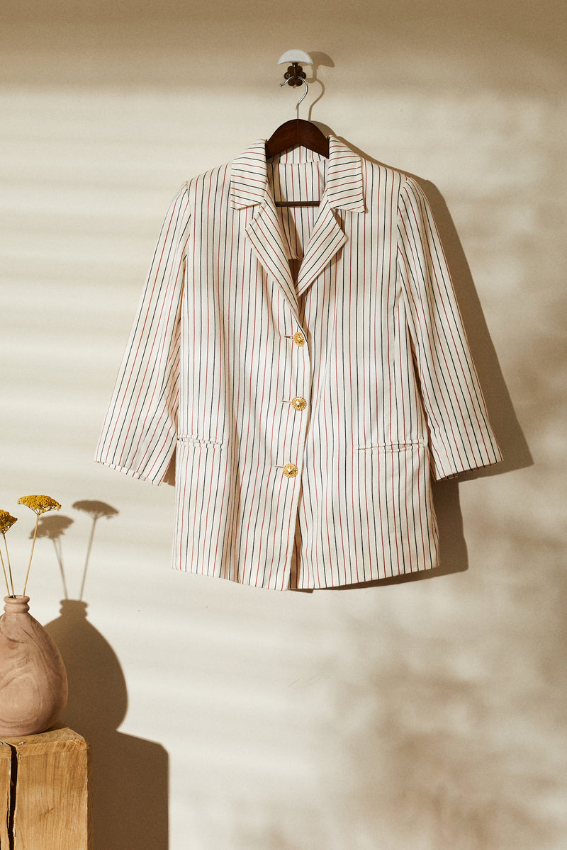 Ecru striped wool jacket
