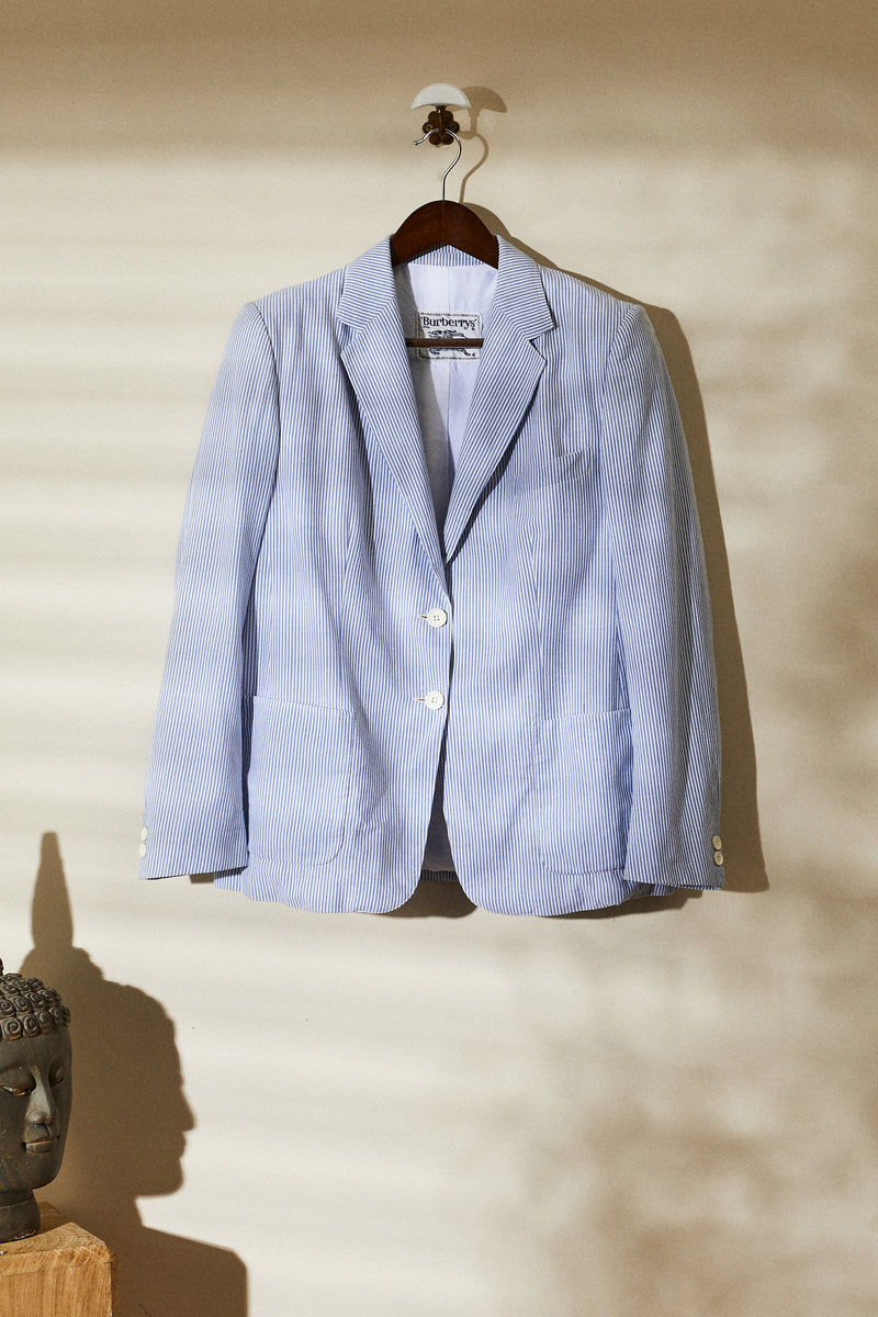Burberry's blue striped jacket