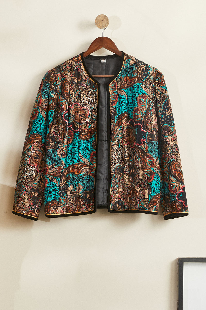 Floral-patterned quilted jacket