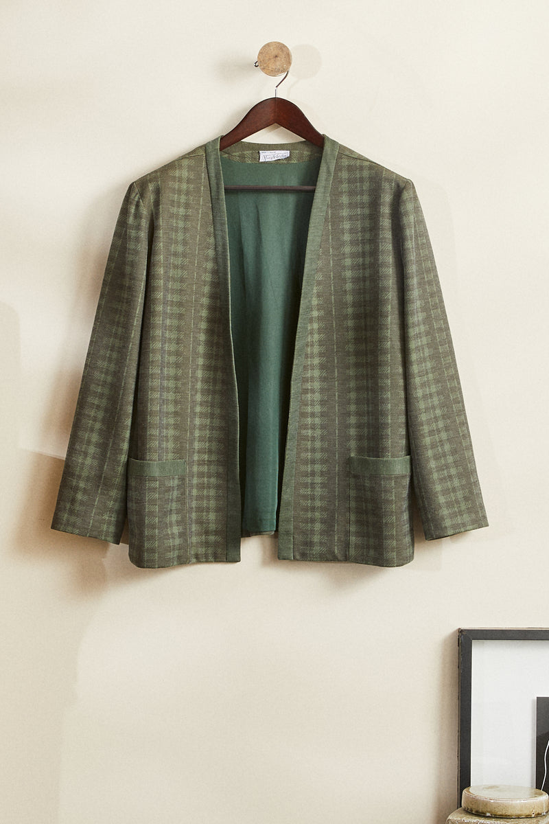 Green check print jacket