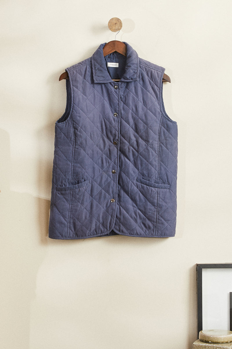 Navy quilted sleeveless jacket