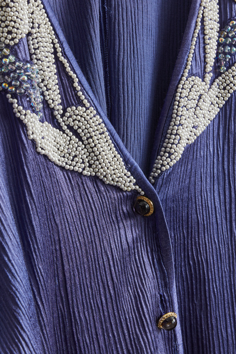 Pearl-embroidered silk jacket