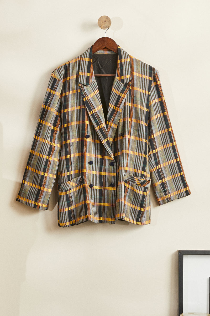 Straight gray checked jacket