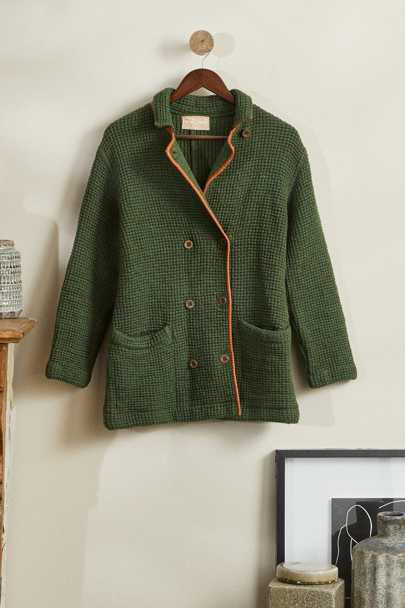 Green wool and leather jacket
