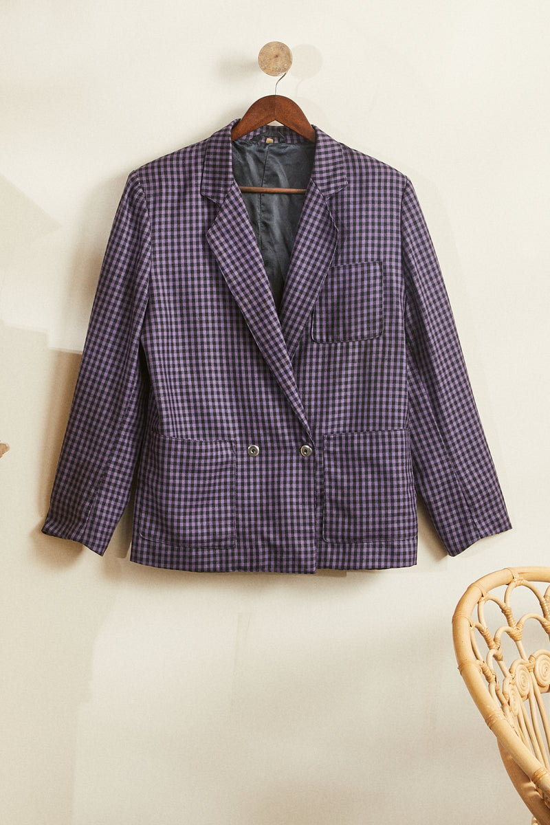 Straight gray checked jacket