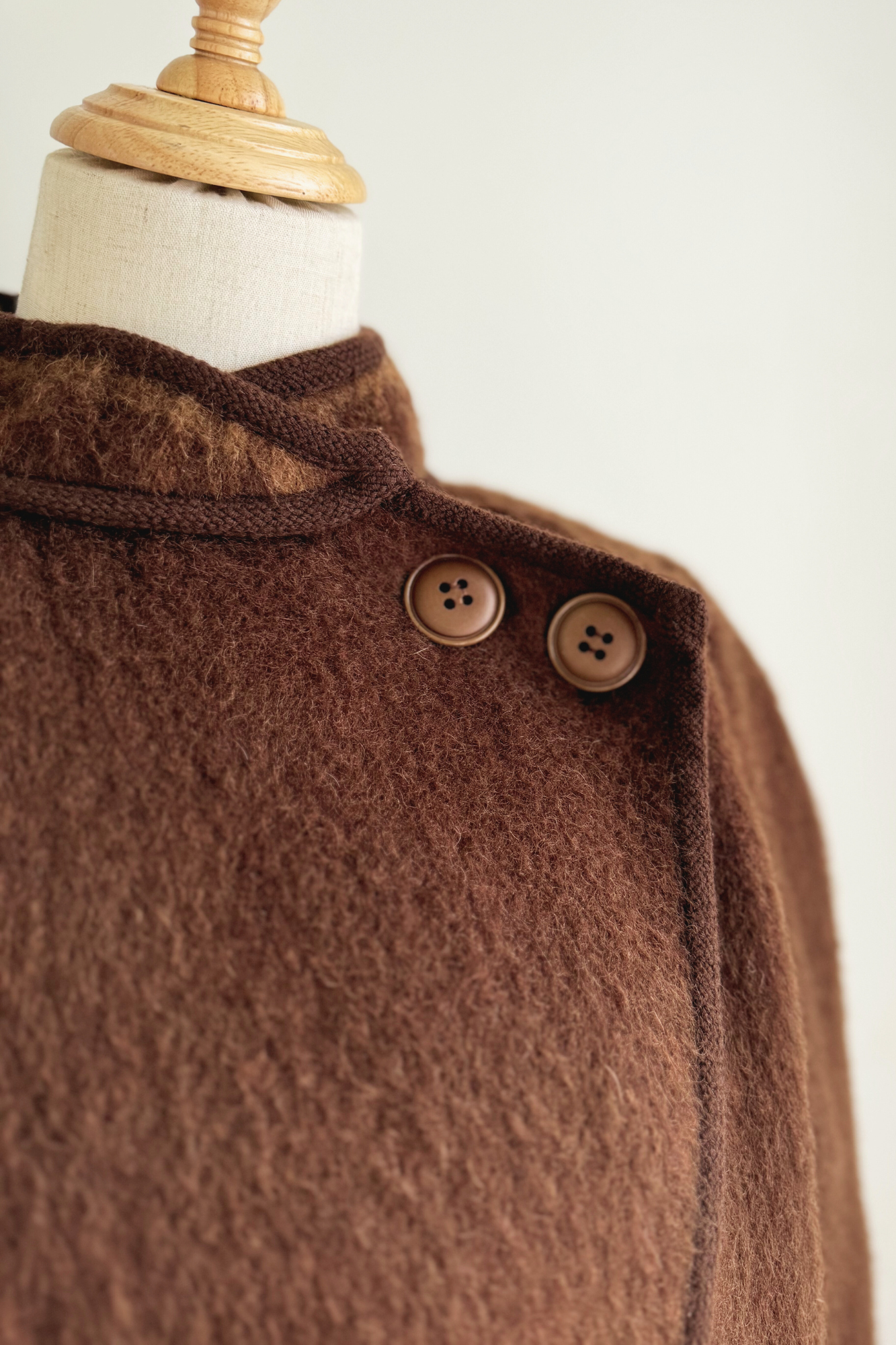 Manteau en laine mohair marron