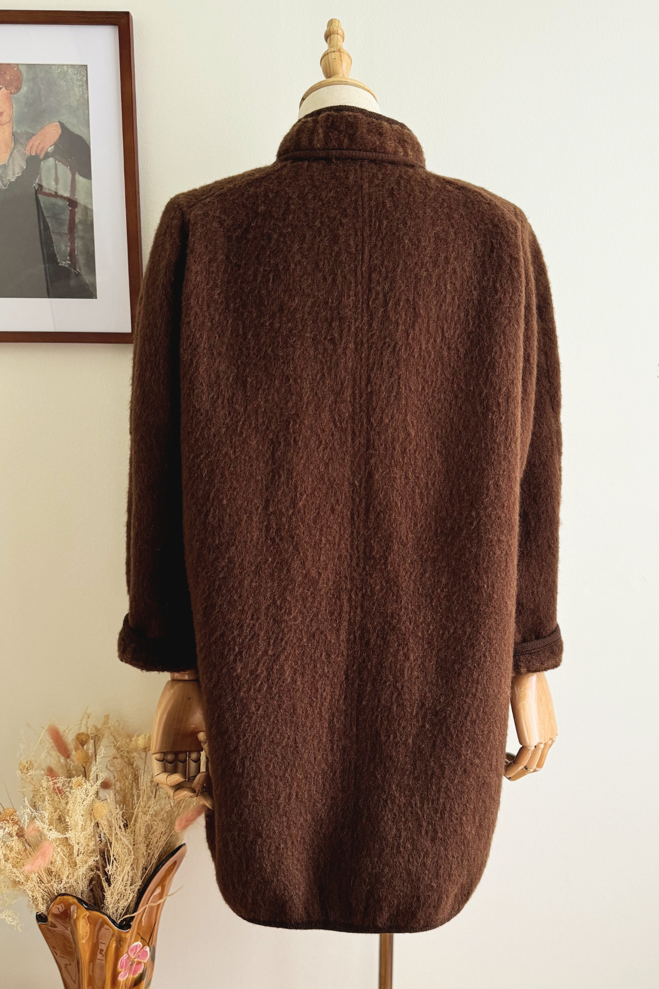 Manteau en laine mohair marron