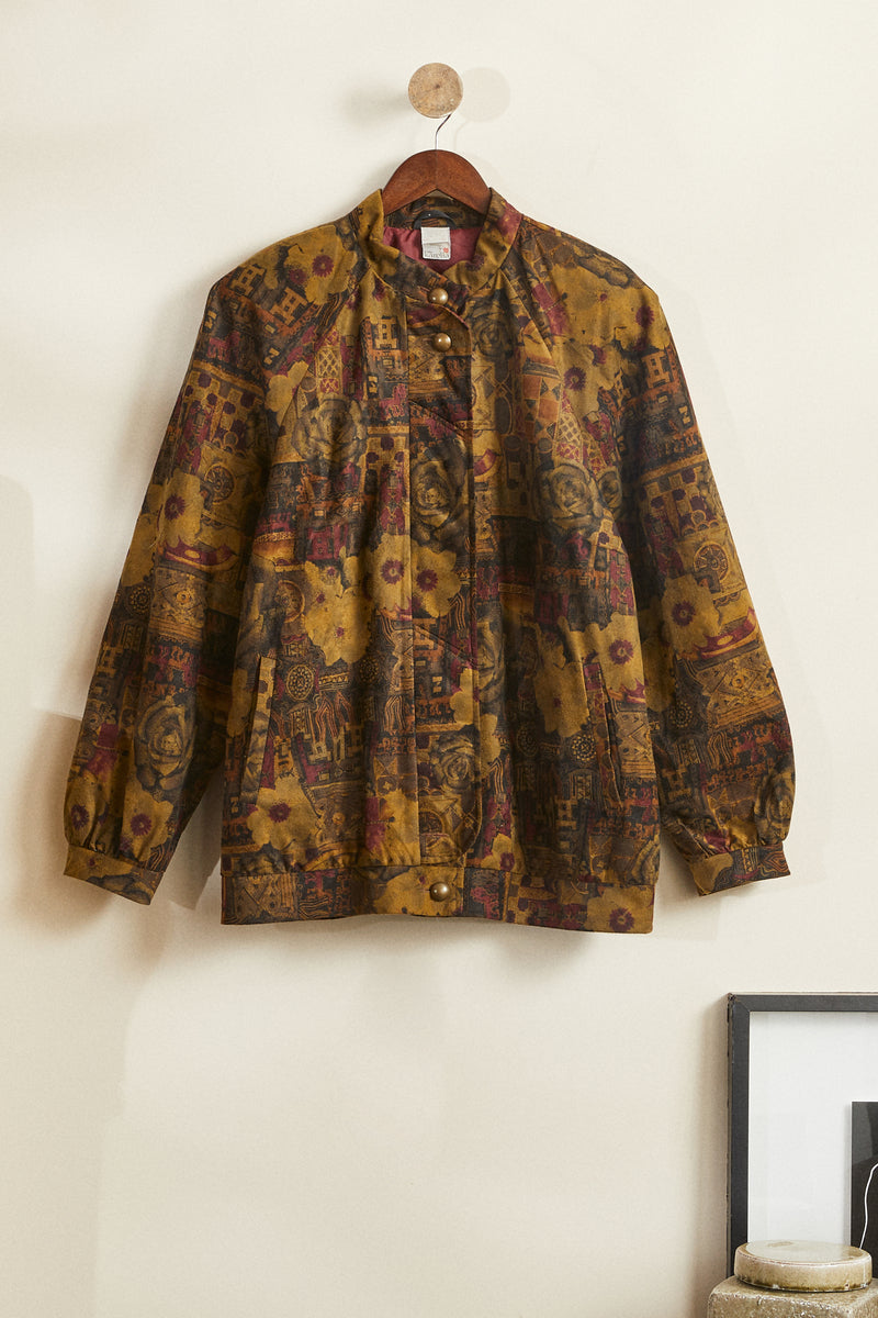 Khaki patterned bomber jacket