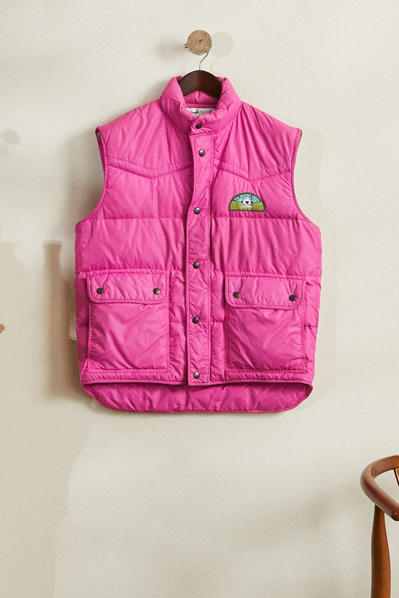 Fuchsia pink sleeveless down jacket