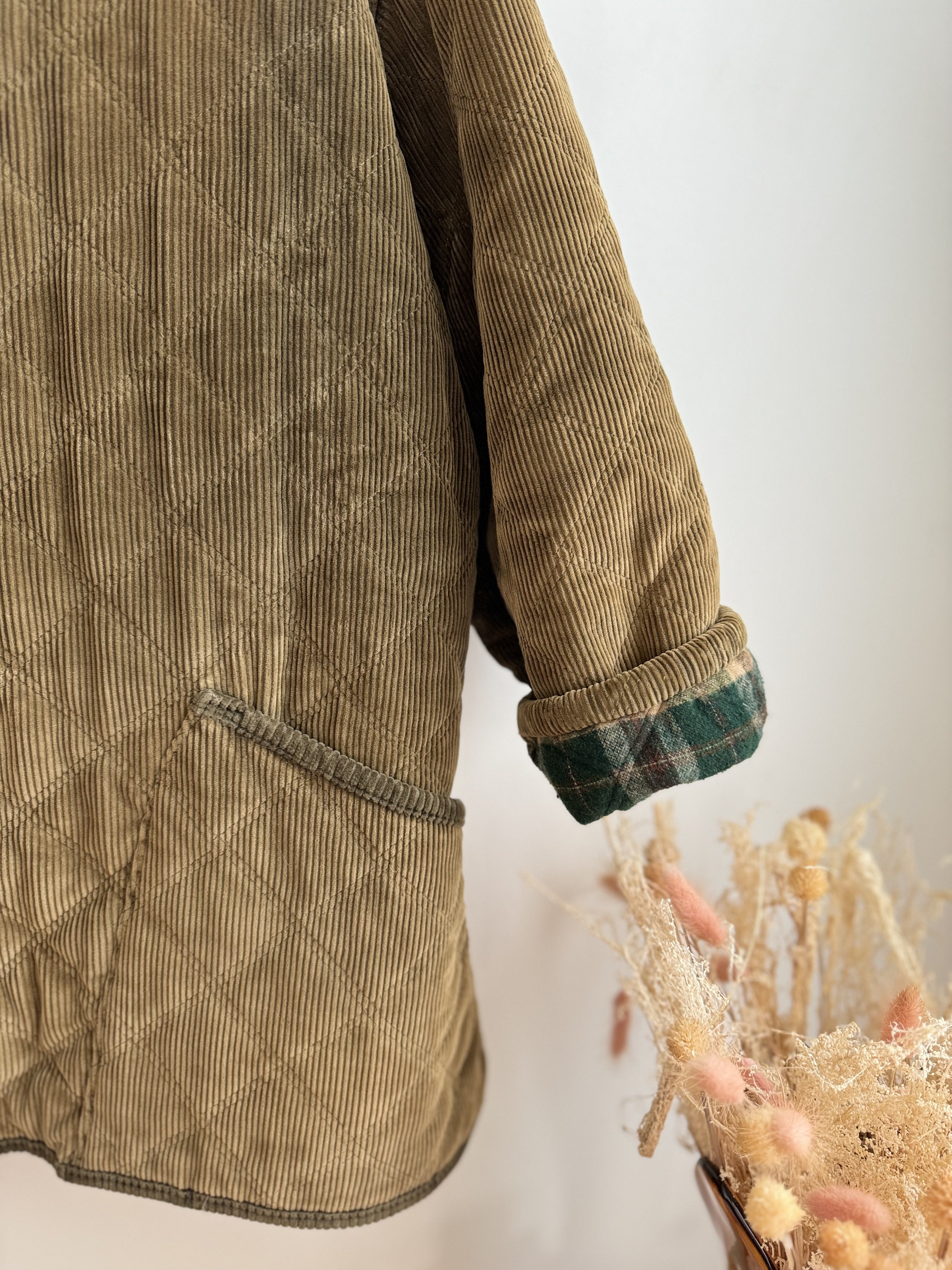 Blouson matelassé en velours kaki