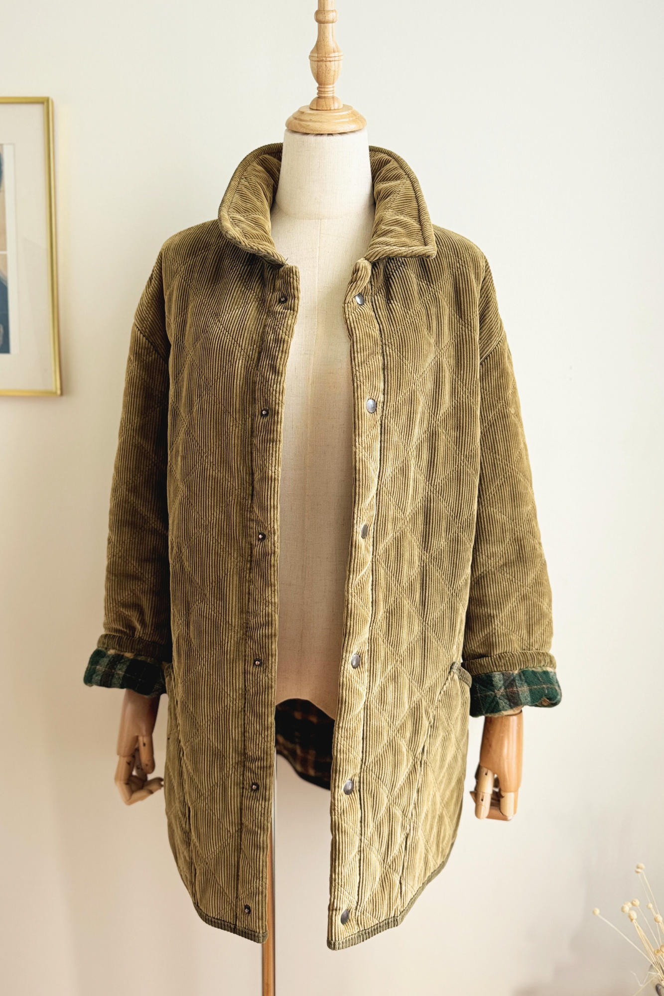 Blouson matelassé en velours kaki