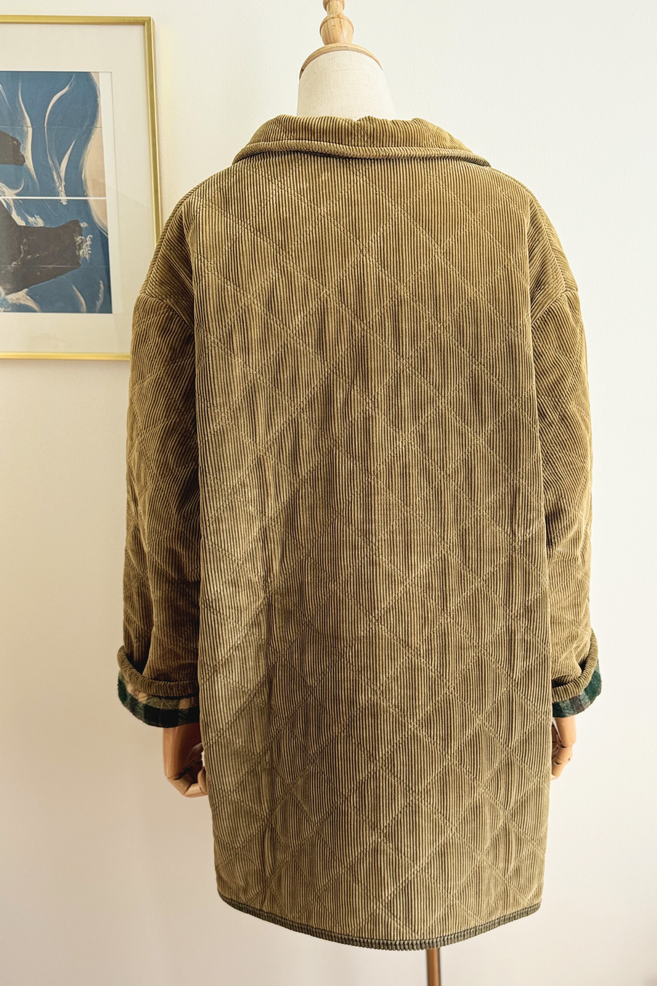 Blouson matelassé en velours kaki