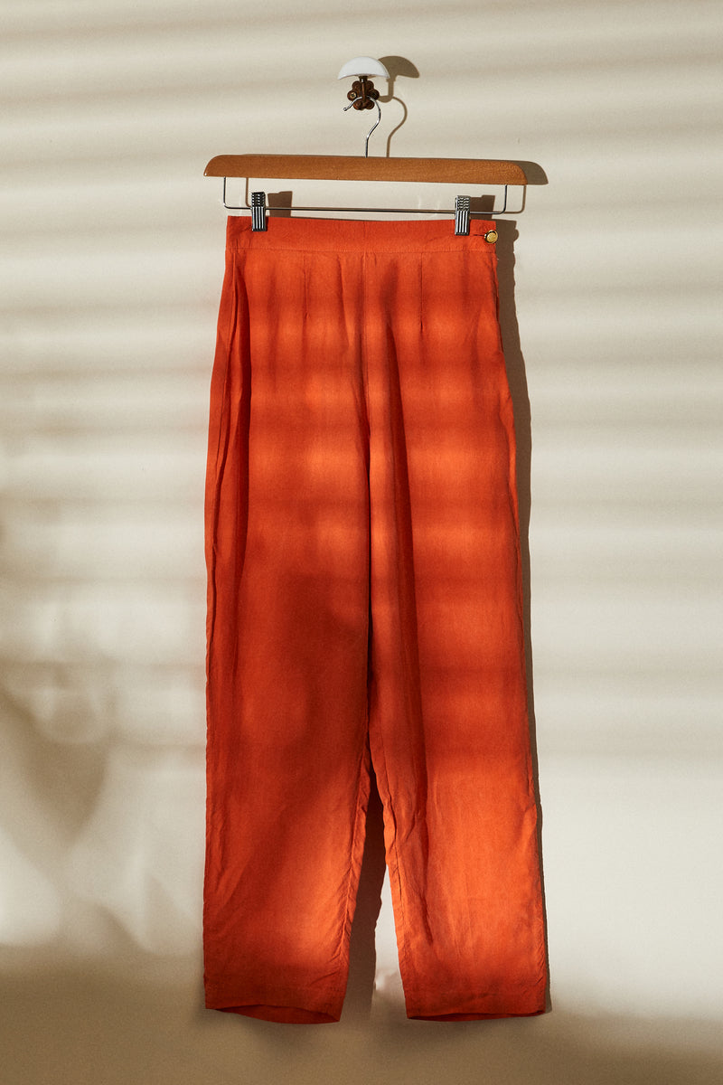 Orange silk pants