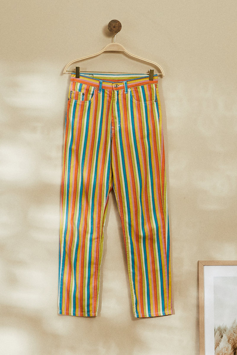 Striped straight jeans