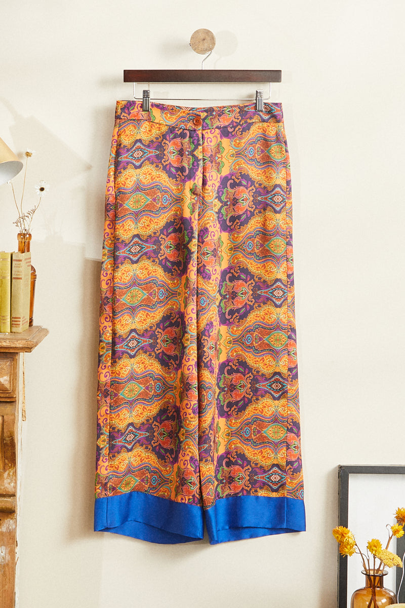 Pantalon palazzo à motifs orange