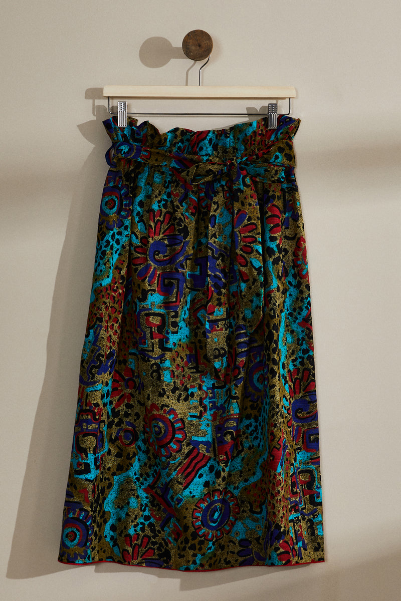 Printed straight midi skirt