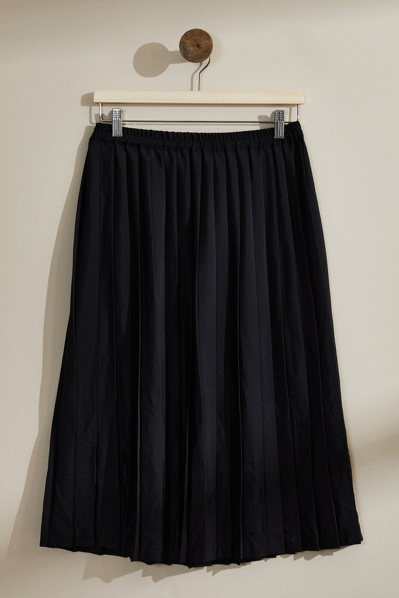 Black pleated midi skirt