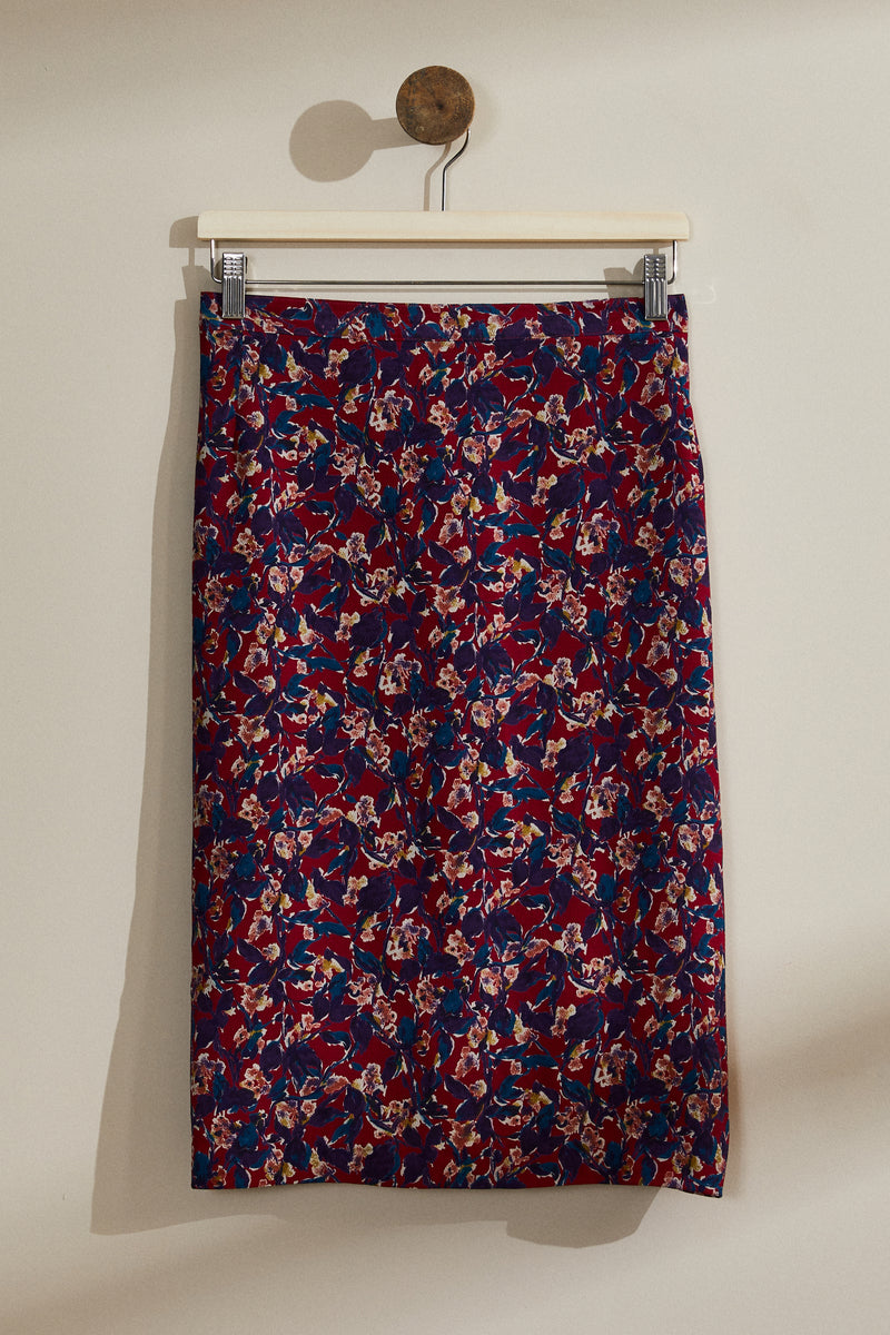 Jupe Femme Vintage SEPARATE ISSUES Ligne A Violette Midi Années 90 Fleurie Taille M