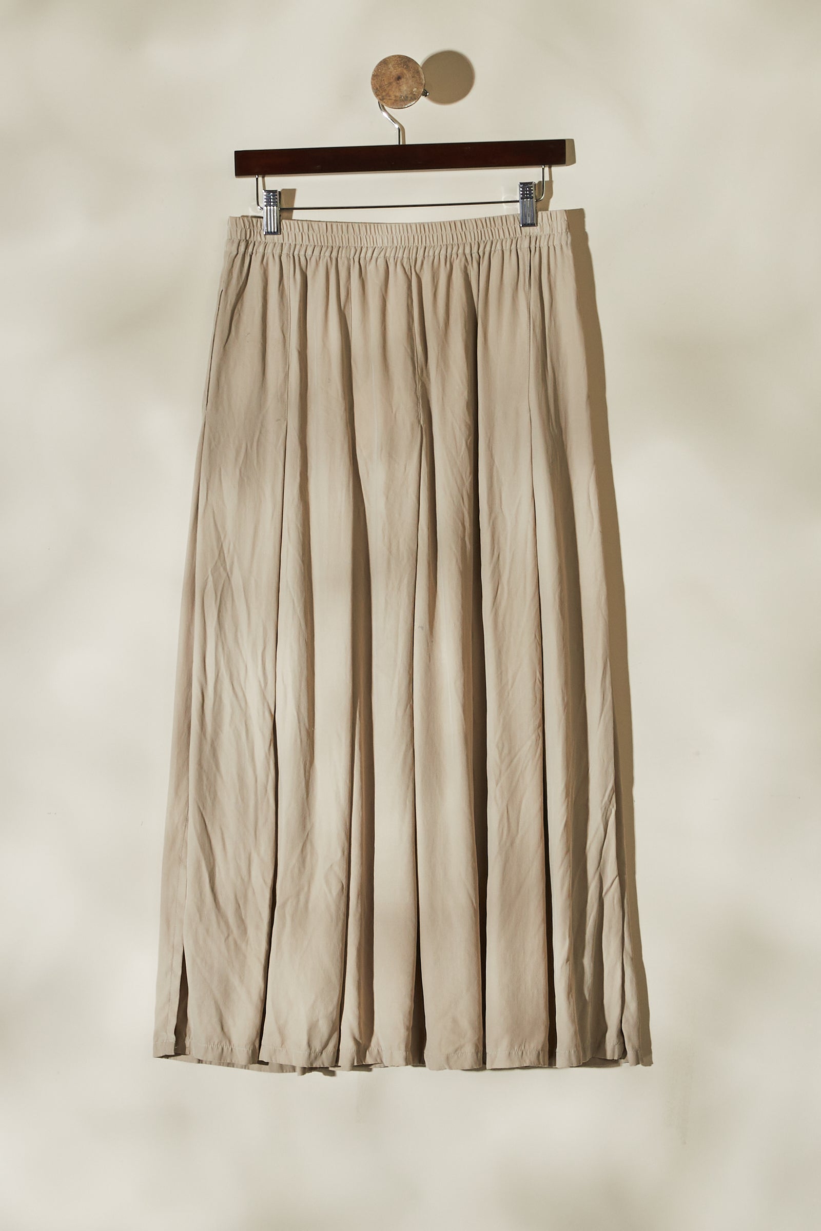 Long pearl gray silk skirt