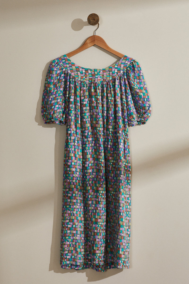 Silk printed midi dress