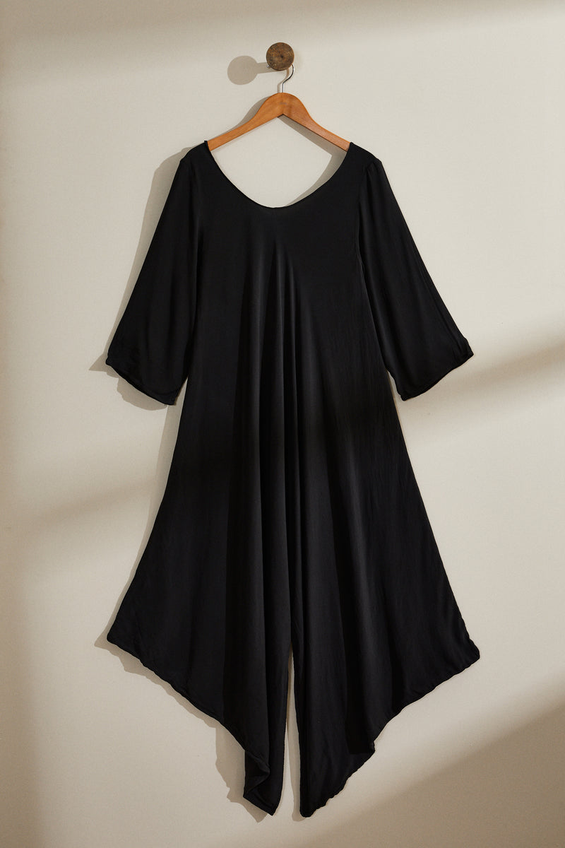 Robe longue soie noire