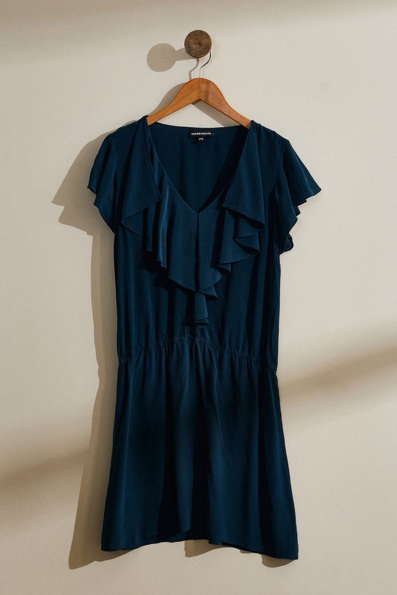 Robe courte soie marine