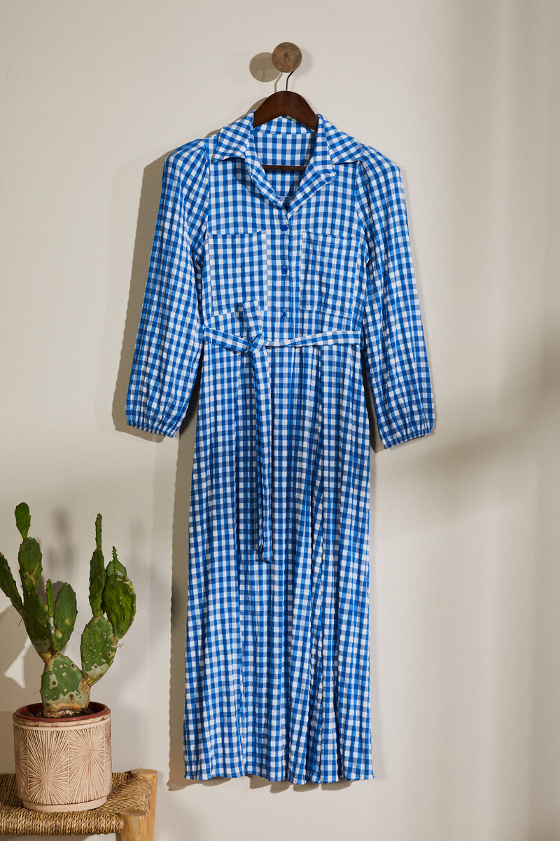 Robe chemise longue à carreaux