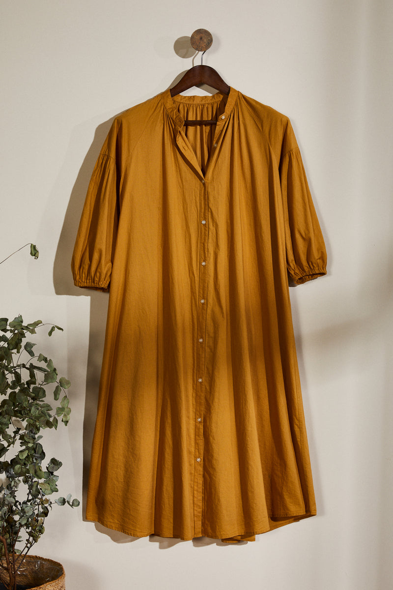 Mustard midi shirt dress