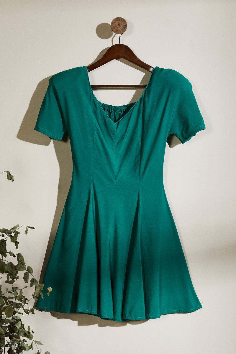 Short green skater dress