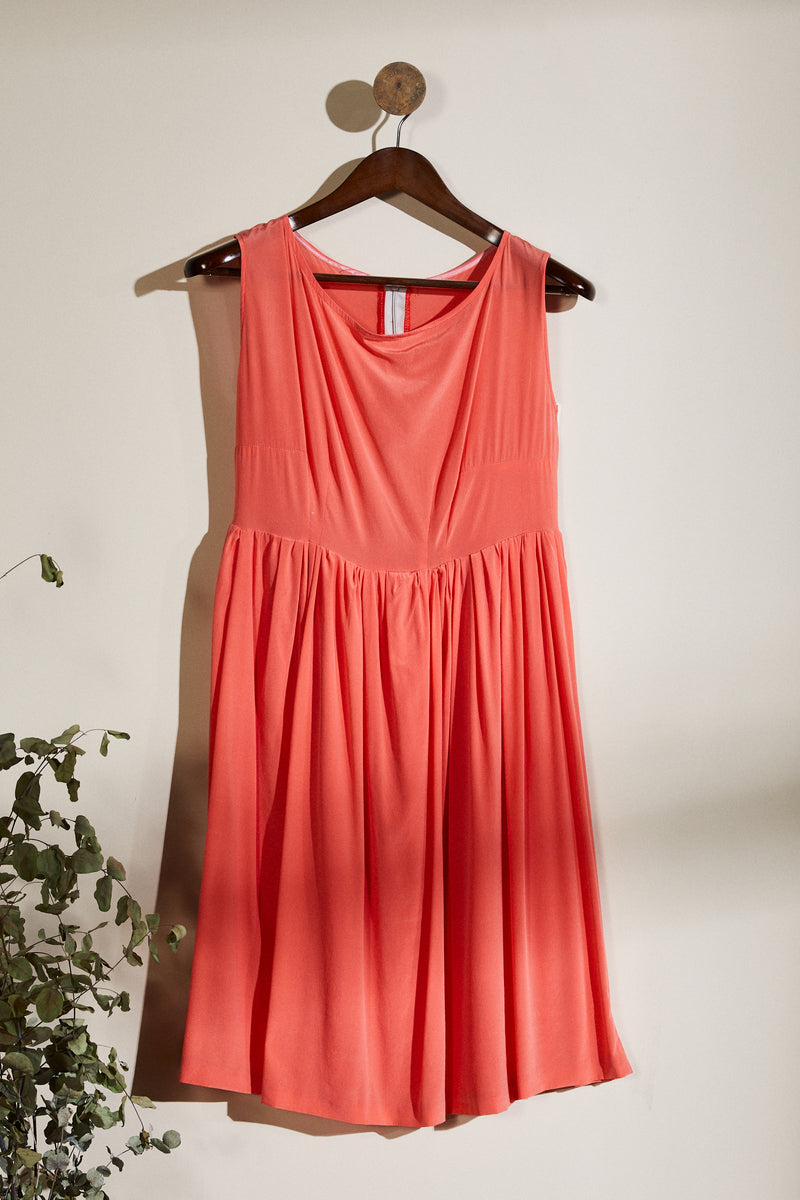 Short pink silk dress