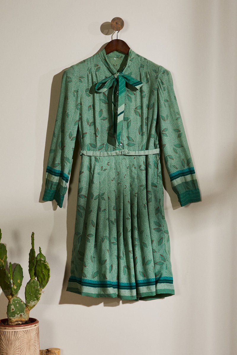 Green printed midi dress
