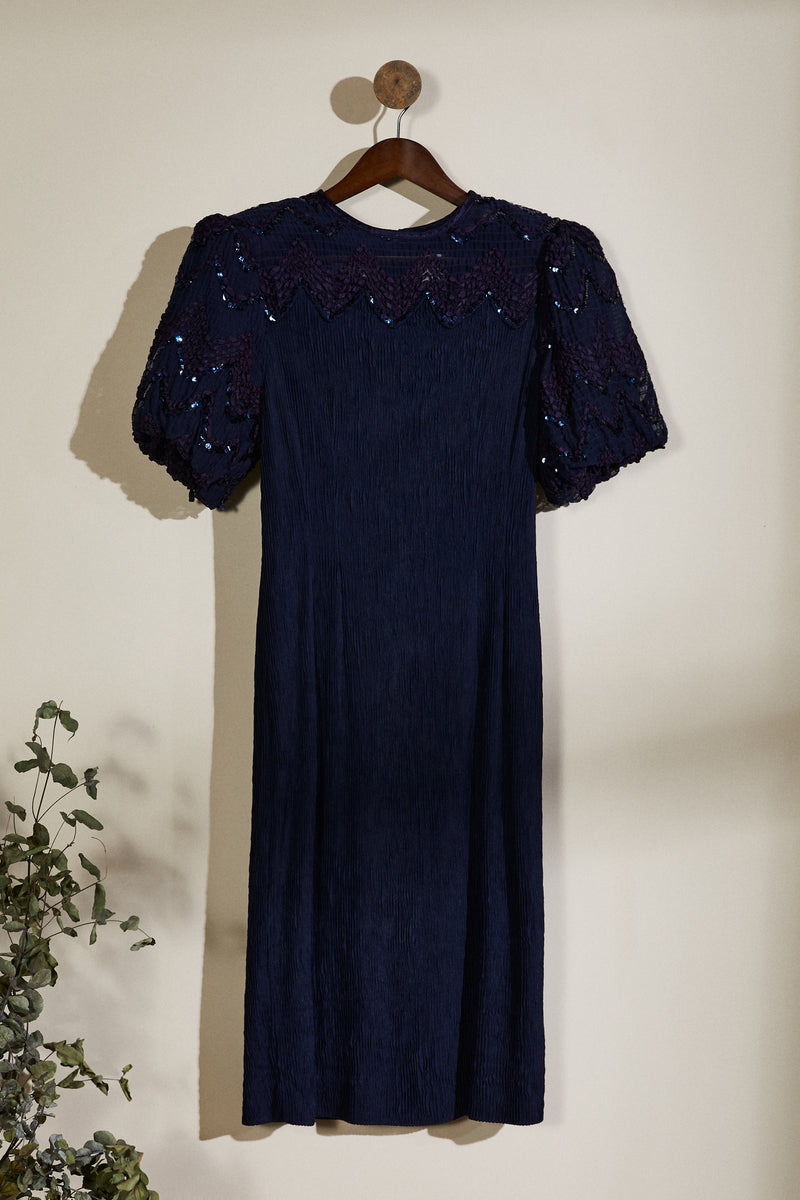 Robe de soirée brodée marine