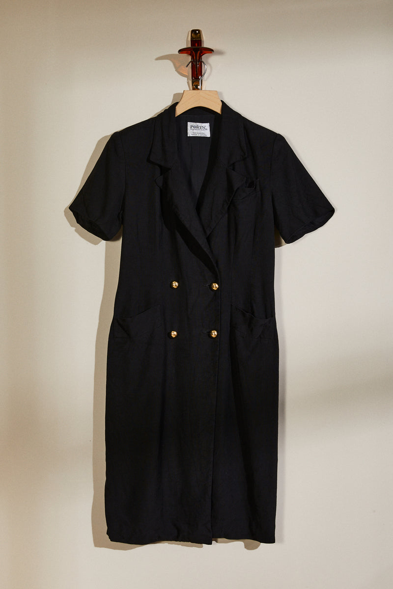 Black linen midi dress