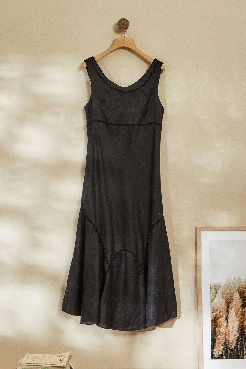 Black linen dress