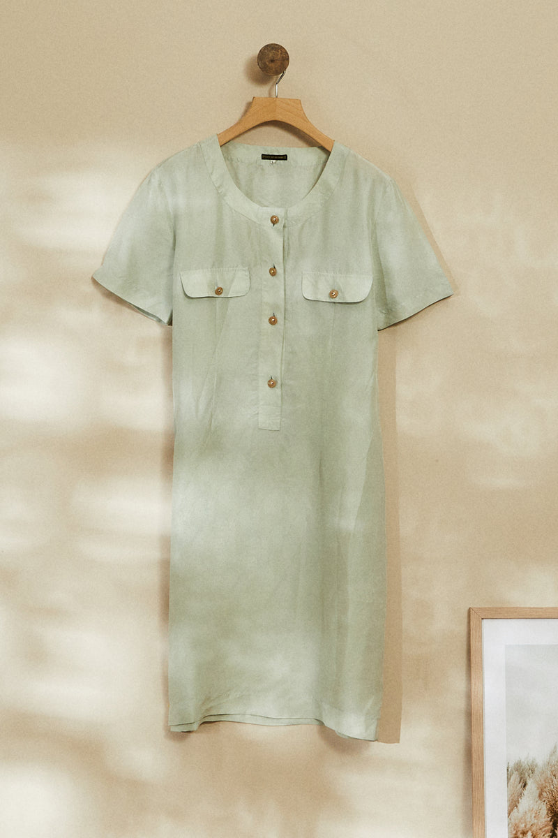 Jade silk shirt dress