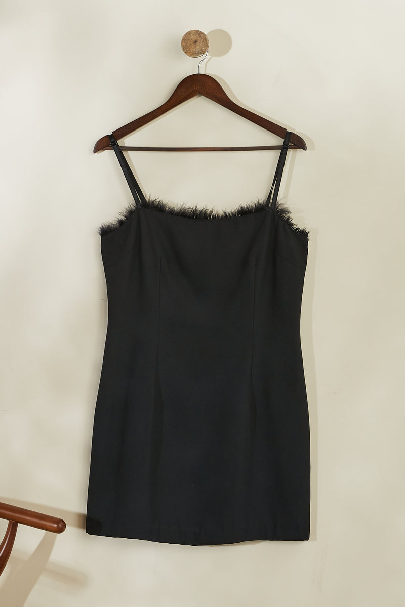 Short dress with feather detail straps