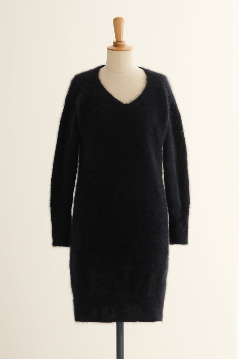 Black mohair midi dress