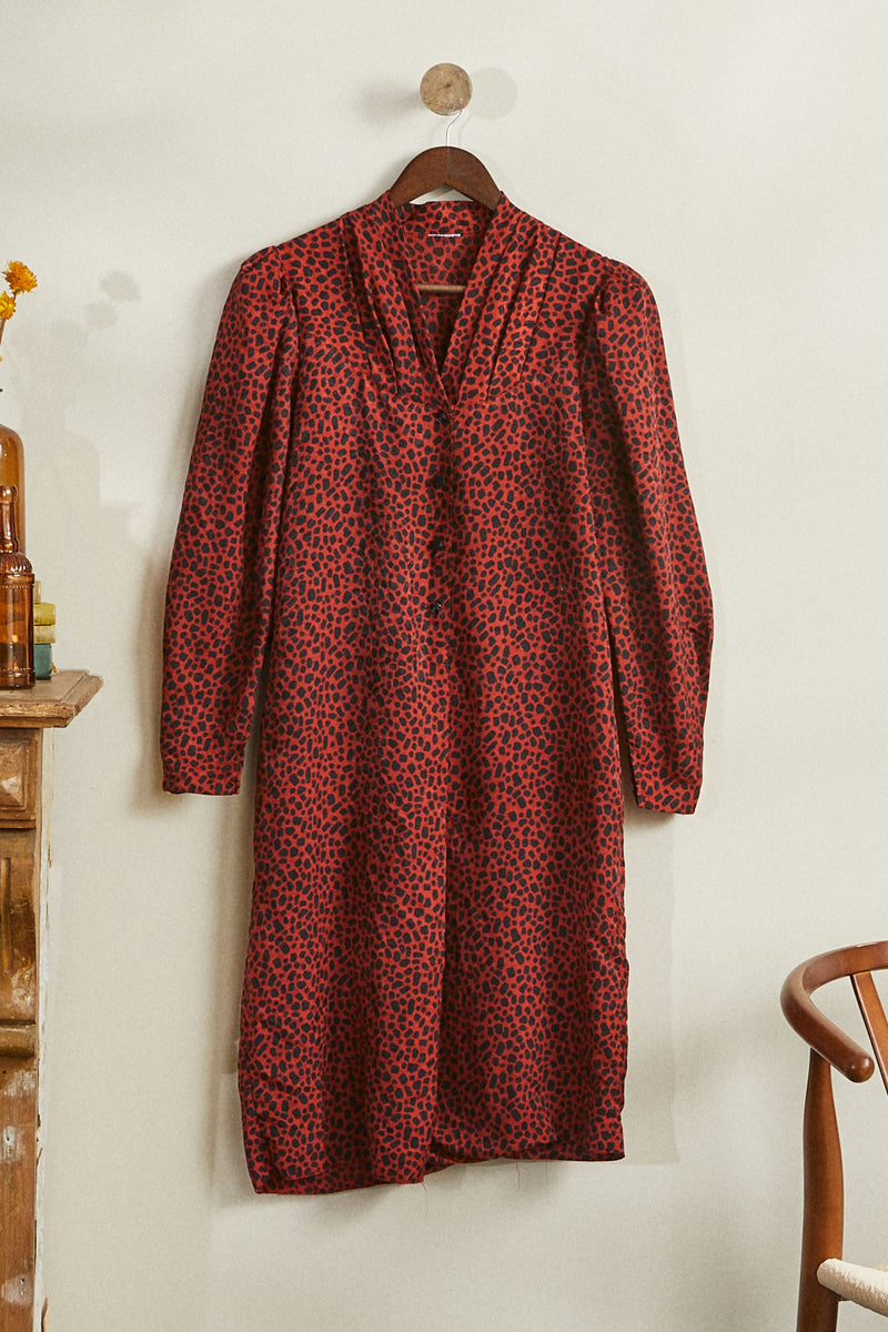 Red polka dot midi dress