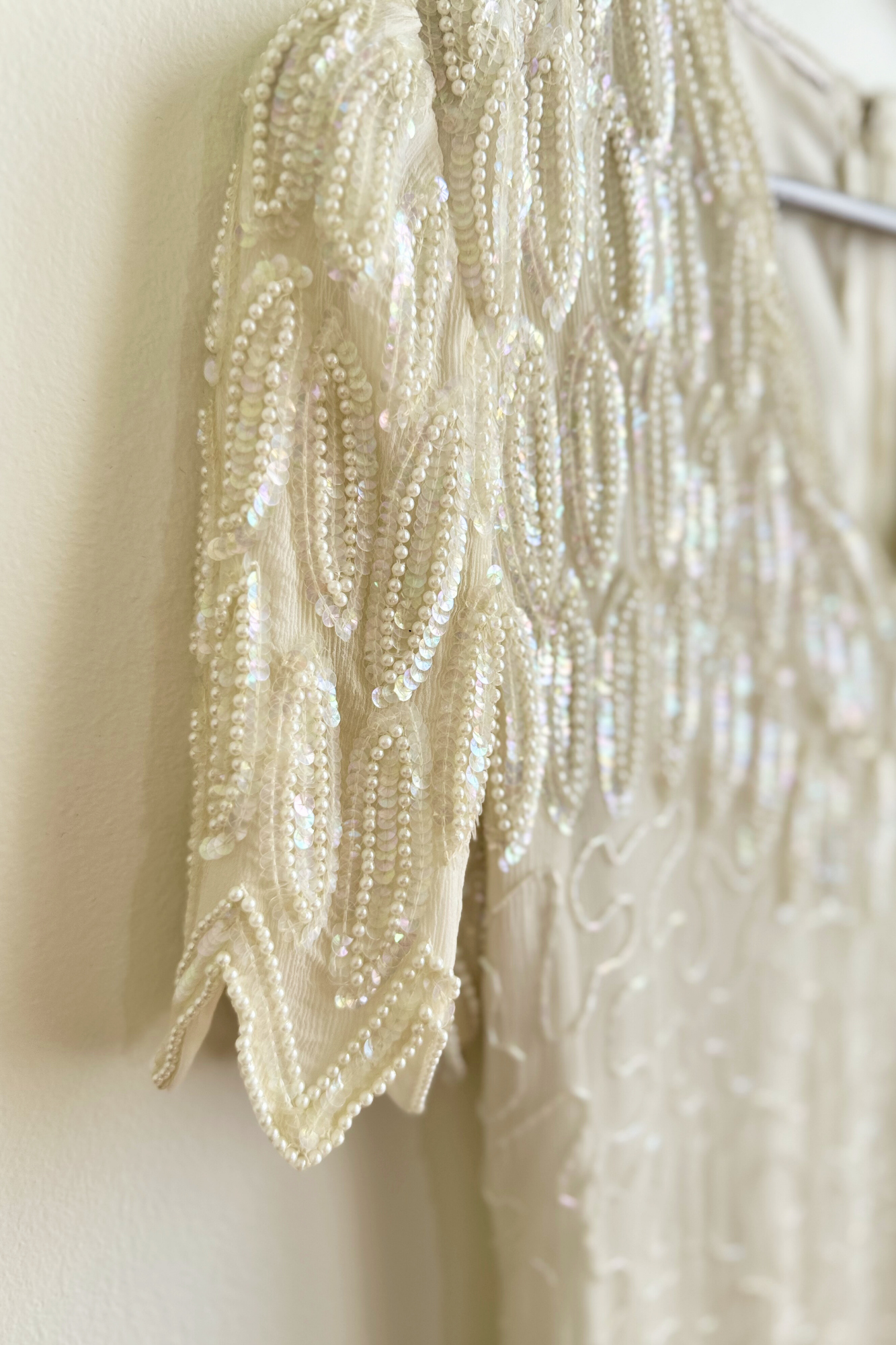 Short beige embroidered dress