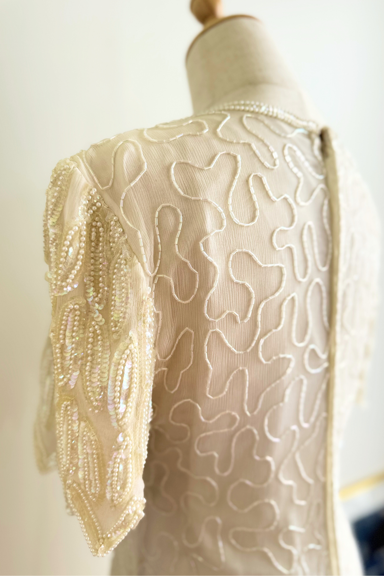 Short beige embroidered dress