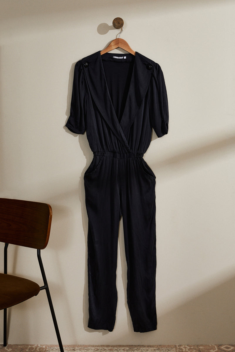 Black silk jumpsuit
